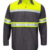 Men's Tall Hi-Visibility Colorblock Ripstop Long Sleeve Work Shirt