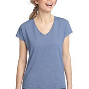 District Made™ - Ladies Mini Stripe Dolman V-Neck Tee. DM422