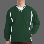 Tipped V Neck Raglan Wind Shirt