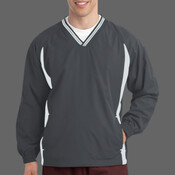 Tipped V Neck Raglan Wind Shirt
