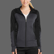 Ladies Tech Fleece Colorblock Full Zip Hooded Jacket