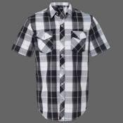 Men's Short-Sleeve Plaid Pattern Woven Shirt