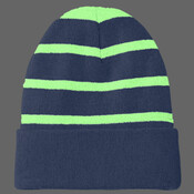 Striped Beanie with Solid Band