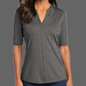 Ladies Stretch Heather Open Neck Top