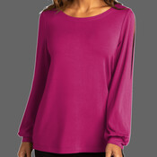 Ladies Luxe Knit Jewel Neck Top