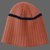 Rib Knit Beanie with Stripe