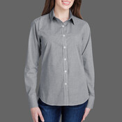 Women's Microcheck Gingham Short Sleeve Cotton Dress Shirt
