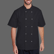 Unisex Ten Studded Front Short Sleeve Chef Coat