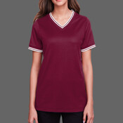 Women's CrownLux Performance® Plaited Tipped V-Neck Shirt