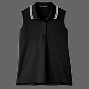 Women's CrownLux Performance® Plaited Tipped Sleeveless Polo