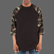 Unisex Three-Quarter Sleeve Camo Raglan T-Shirt
