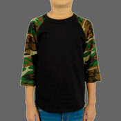 Youth Three-Quarter Sleeve Camo Raglan T-Shirt