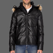 Unisex Vegan Leather Puffer Jacket