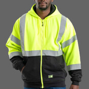 Men's Hi-Vis Class 3 Color Block Full-Zip Hooded Sweatshirt