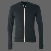 Unisex Triblend Lightweight Full-Zip Hooded Long Sleeve Tee