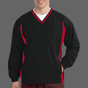 Tipped V Neck Raglan Wind Shirt