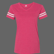 Women's Football V-Neck Fine Jersey Tee