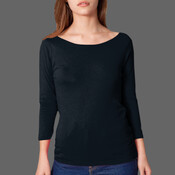 6344 Sheer Jersey 3/4 Sleeve Boat Neck