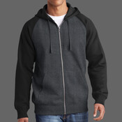 Raglan Colorblock Full Zip Hooded Fleece Jacket