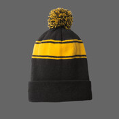 Stripe Pom Pom Beanie