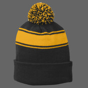 Stripe Pom Pom Beanie
