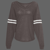 Women’s Slub Jersey Varsitee V-Neck Long Sleeve T-Shirt
