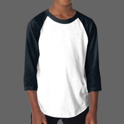 BB253 Youth Poly-Cotton 3/4 Sleeve Raglan