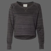 Women's Odyssey Striped Performance Fleece Hi-Low Crewneck Sweatshirt