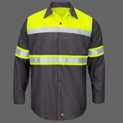 Men's Hi-Visibility Colorblock Ripstop Long Sleeve Work Shirt