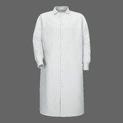 Unisex Gripper-Front Pocketless Butcher Coat With Knit Cuffs