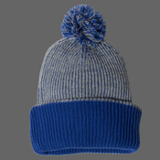 12" Speckled Pom-Pom Cuffed Beanie