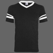 Youth V-Neck Jersey with Striped Sleeves