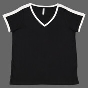 Women's Curvy Retro Ringer Premium Jersey V-Neck Tee