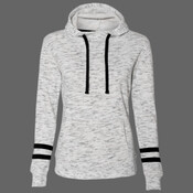 Women’s Mélange Fleece Striped-Sleeve Hooded Sweatshirt