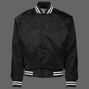 Unisex Satin Baseball Jacket Striped Trim