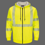 Men's Hi-Visibility Zip-Front Hooded Fleece Sweatshirt with Waffle Lining