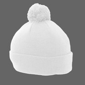 Knit Fold Over Pom-Pom Beanie