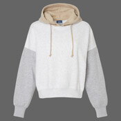 Women's Sueded Fleece Colorblocked Crop Hooded Sweatshirt