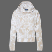 Women's Sueded Fleece Tie-Dyed Crop Hooded Sweatshirt