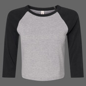 Women's Micro Rib Three-Quarter Raglan Sleeve Baby Tee