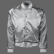 Satin Baseball Jacket/Striped Trim