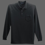 Long Sleeve Silk Touch Polo with Pocket