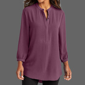 Women's 3/4 Sleeve Textured Crepe Tunic